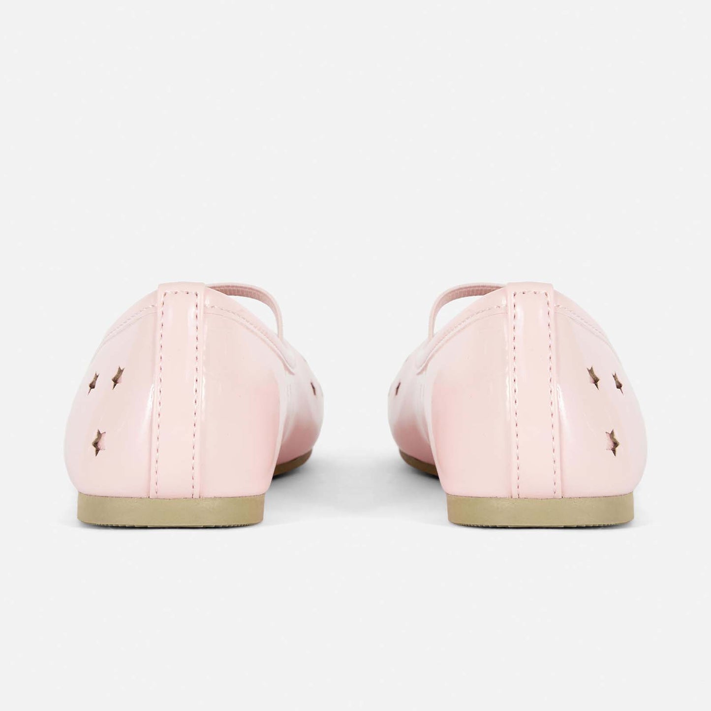 Girls Mary Jane Flats – Pink Leather Dress Shoes with Star Cutout Design, Elastic Strap, Comfortable School & Party Shoes