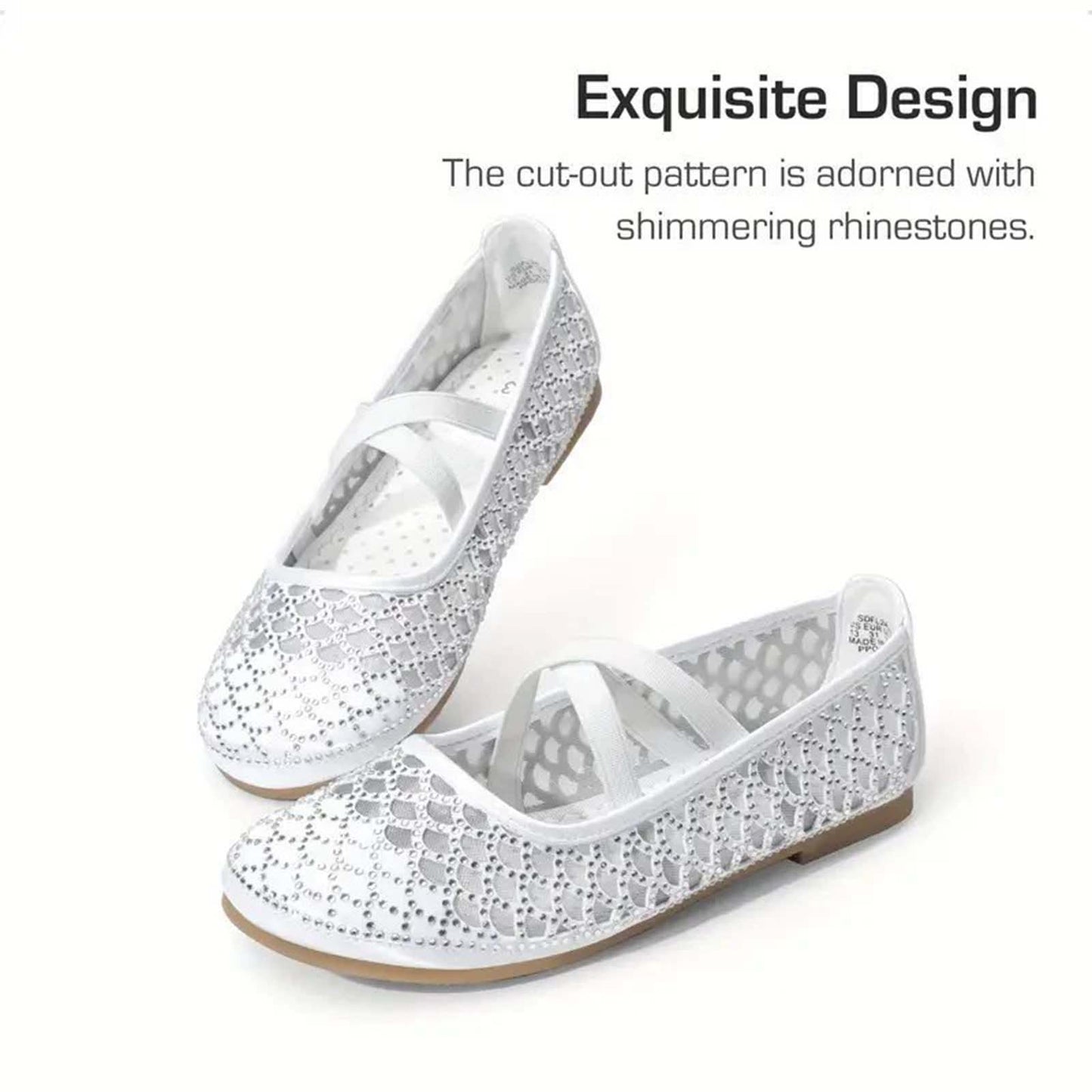 Girls Mary Jane Dress Shoes – Black Rhinestone Sparkle with Cross Strap, Princess Party Flats for Performances, Weddings, Birthdays