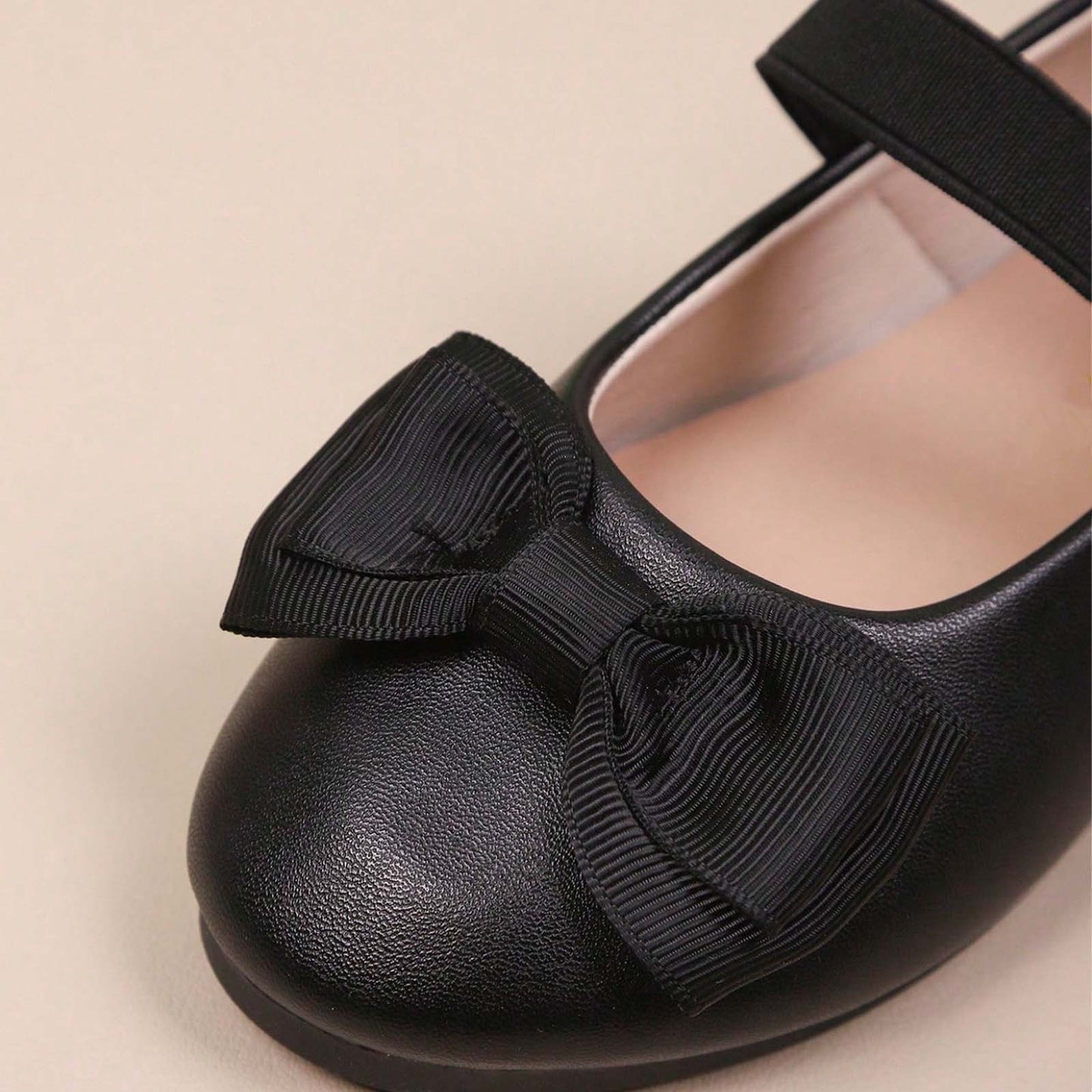 Girls Mary Jane Shoes – Black Leather Dress Flats with Bow, Single Strap Classic Princess Shoes for Daily Wear