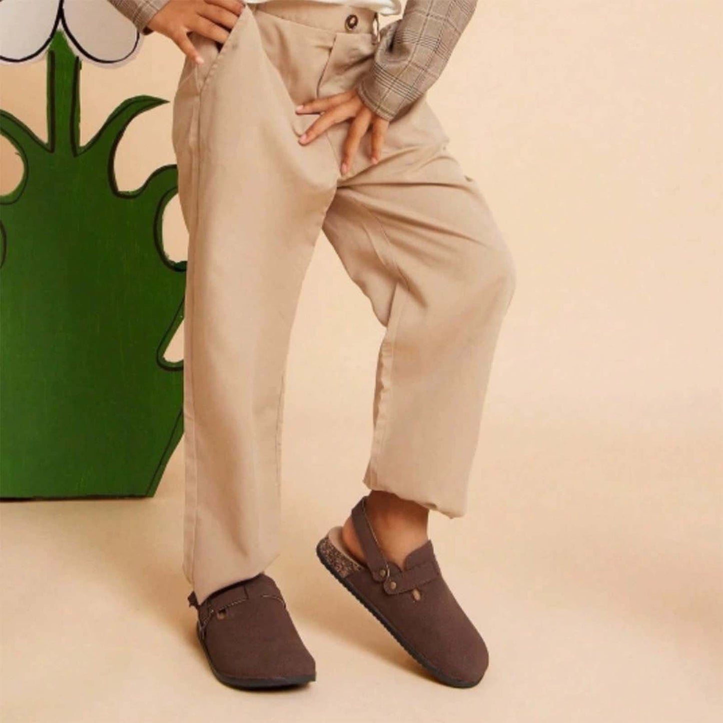 Men’s Closed Toe Birkenstock Style Sandals with Adjustable Double Buckle and Back Strap – Brown Suede Cork Footbed Casual Comfort Shoes