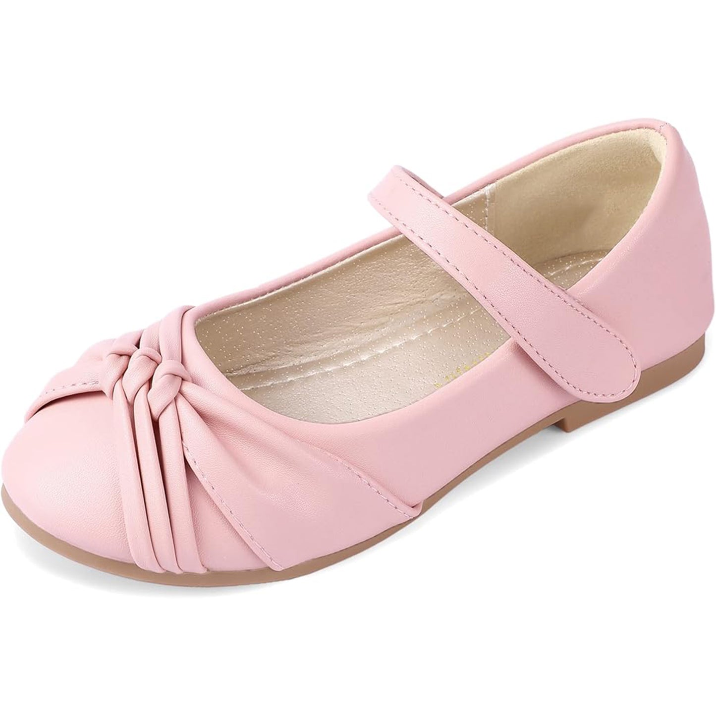 Girls Mary Jane Shoes – Pink Dress Shoes with Bow & Velcro Strap, Cute Flats for Daily Wear, Parties, and Princess Outfits