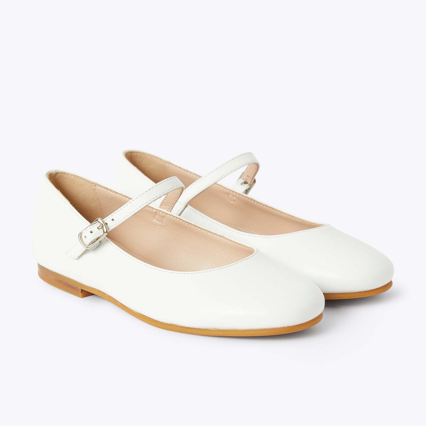 Girls Mary Jane Shoes – Classic White Leather Dress Shoes with Cross Strap and Adjustable Buckle, School & Party Flats for Little Kids