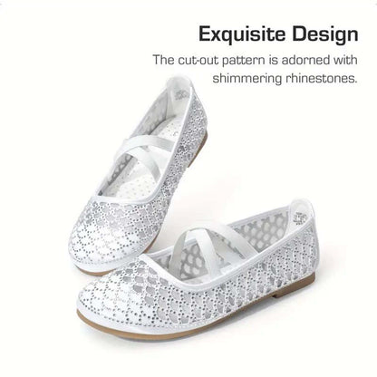 Girls Mary Jane Dress Shoes – Black Rhinestone Sparkle with Cross Strap, Princess Party Flats for Performances, Weddings, Birthdays