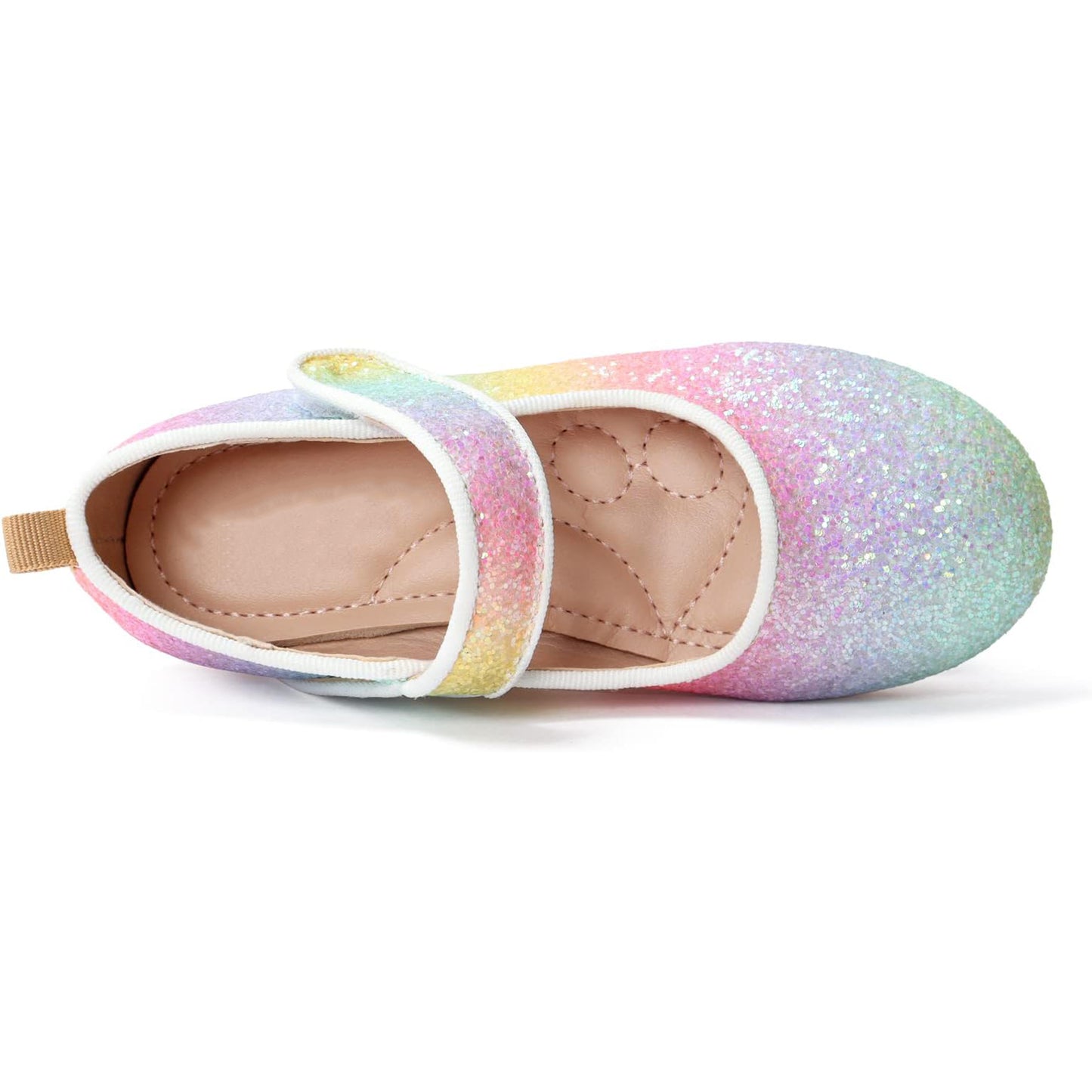 Girls Glitter Mary Jane Shoes – Colorful Sequin Gradient Dress Flats with Strap, Sparkly Princess Party Shoes for Birthday, Performance, Holida