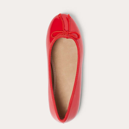 Girls Mary Jane Shoes – Red Patent Leather Dress Flats with Bow, Shiny Party Shoes for Girls, Cute School & Holiday Footwear