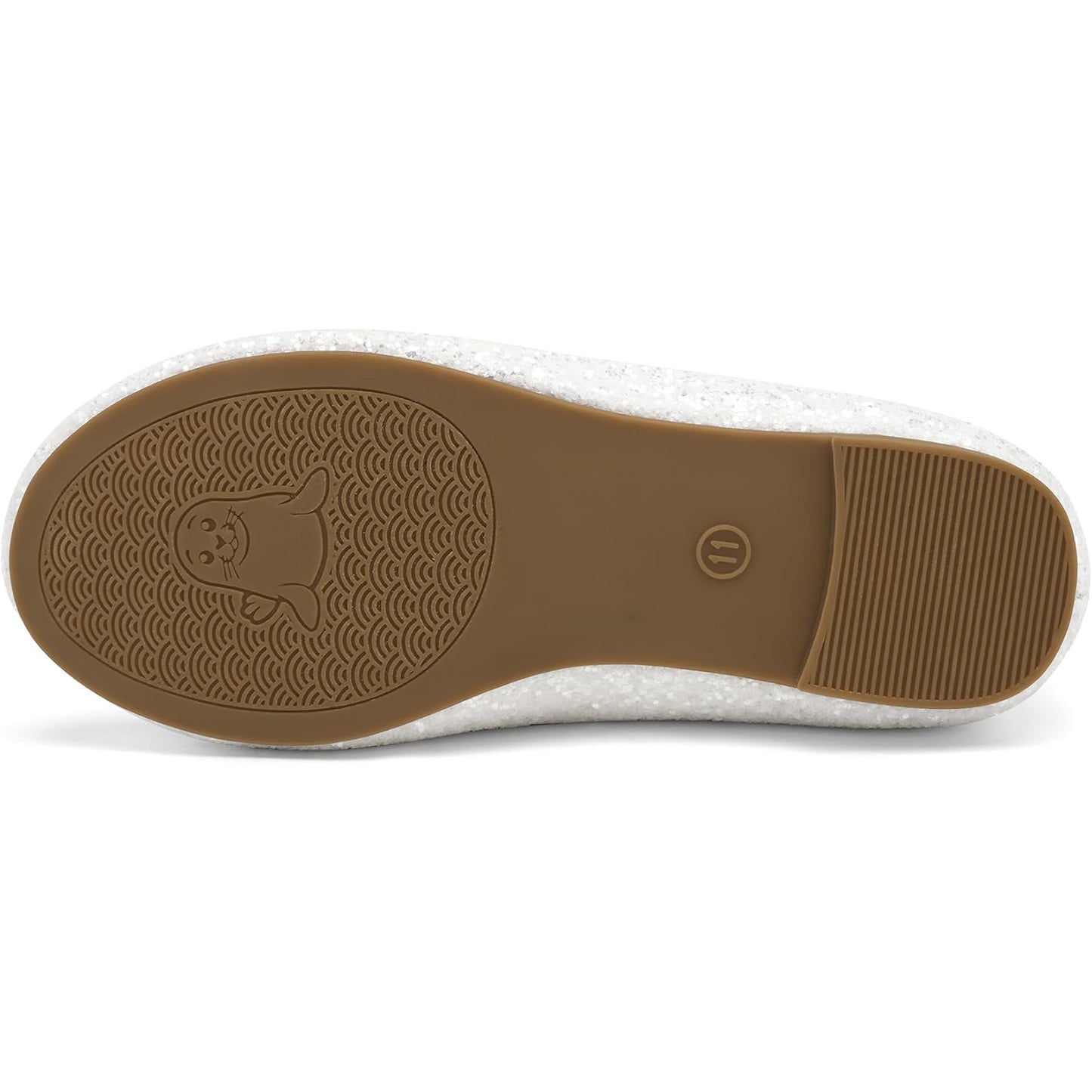 Girls Mary Jane Party Shoes – White Glitter Dress Flats with Pearl Bow, Sparkly Princess Shoes with Buckle Strap for Toddler & Little Kids