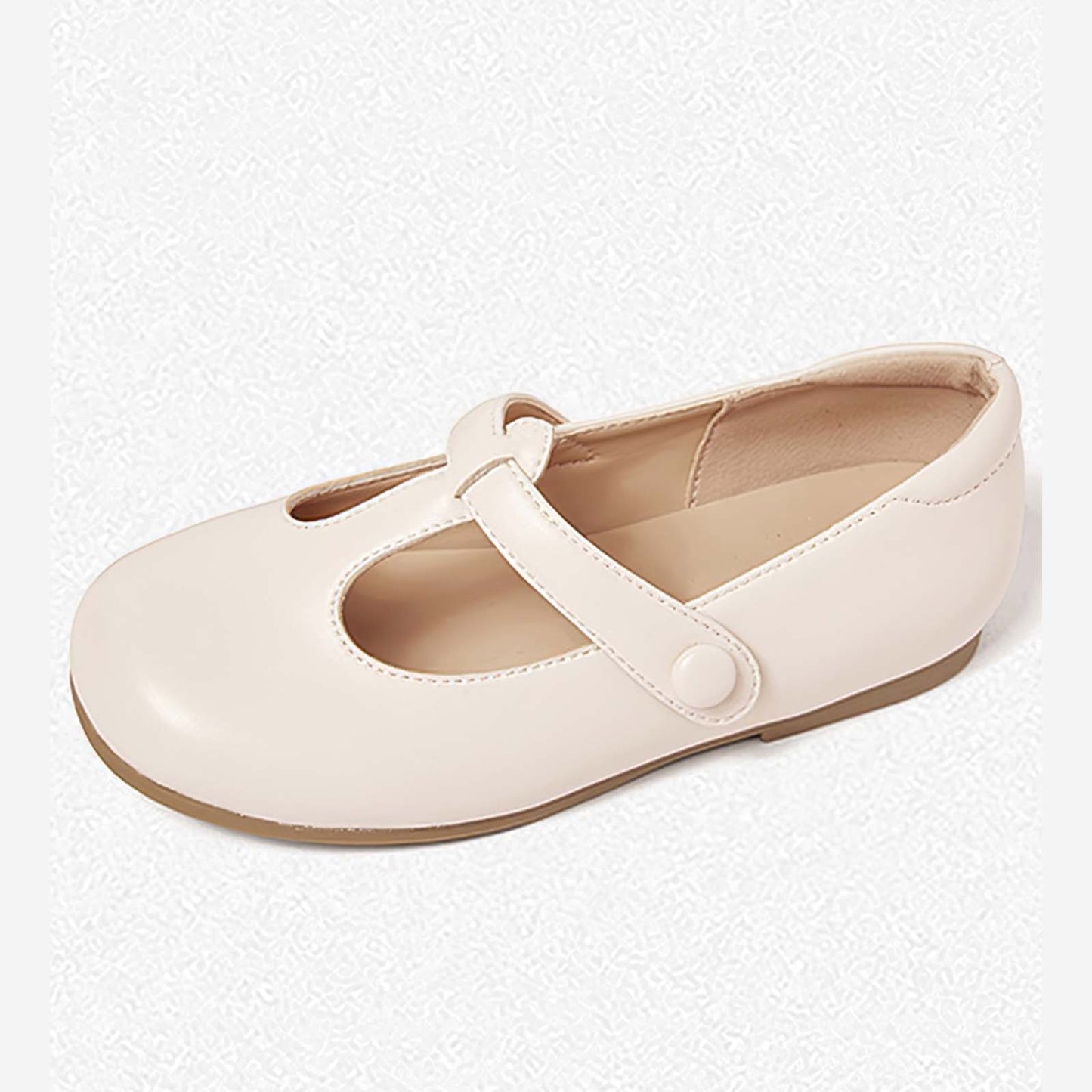 Girls Mary Jane Shoes – Ivory White T-Strap Dress Flats with Buckle, Classic School & Party Shoes for Girls